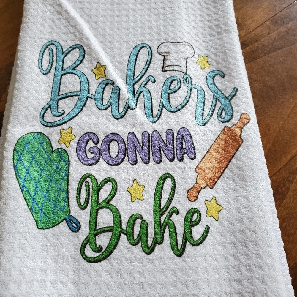 Bakers Gonna Bake Waffle Knit Tea Towel